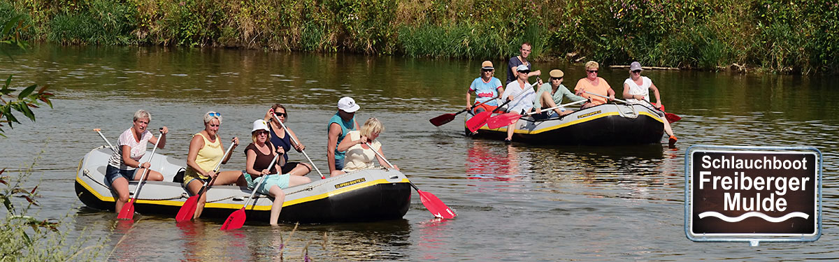 Schlauchbootvermietung auf der Strecke C von Leisnig Fischendorf bis Wasserschloss Podelwitz - Unger Outdoor Team GmbH