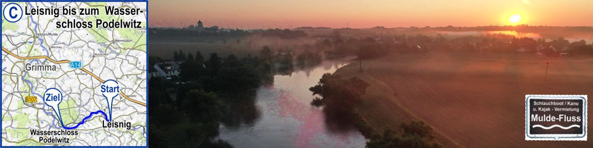 Paddelstrecke C Leisnig Fischendorf bis zum Wasserschloss Podelwitz auf dem Fluss Freiberger Mulde in Sachsen