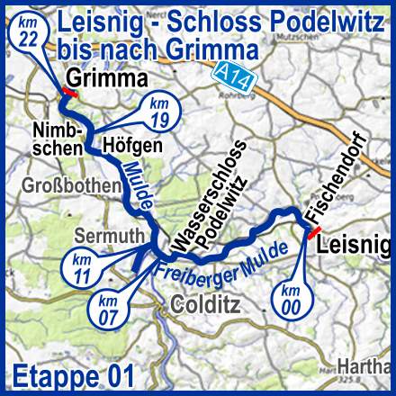 1. Paddel-Etappe von Leisnig-Fischendorf bis nach Grimma - Mehrtages-Kanutour auf der Mulde