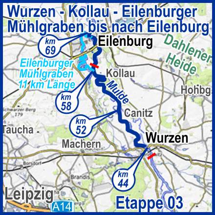 3. Etappe von Wurzen bis nach Eilenburg - Mehrtages-Kanutour auf der Mulde