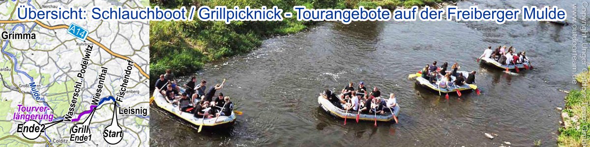 Grillpicknick-Tourangebote auf der Freiberger Mulde in Sachsen - alle Infos